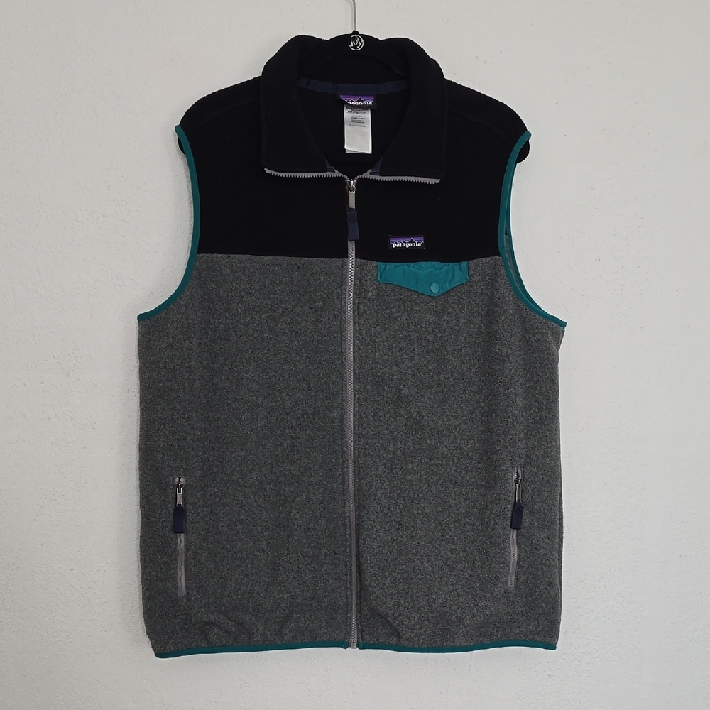 Patagonia Synchilla Fleece Vest Men’s XL Gray Teal Full Zip Classic Outdoor